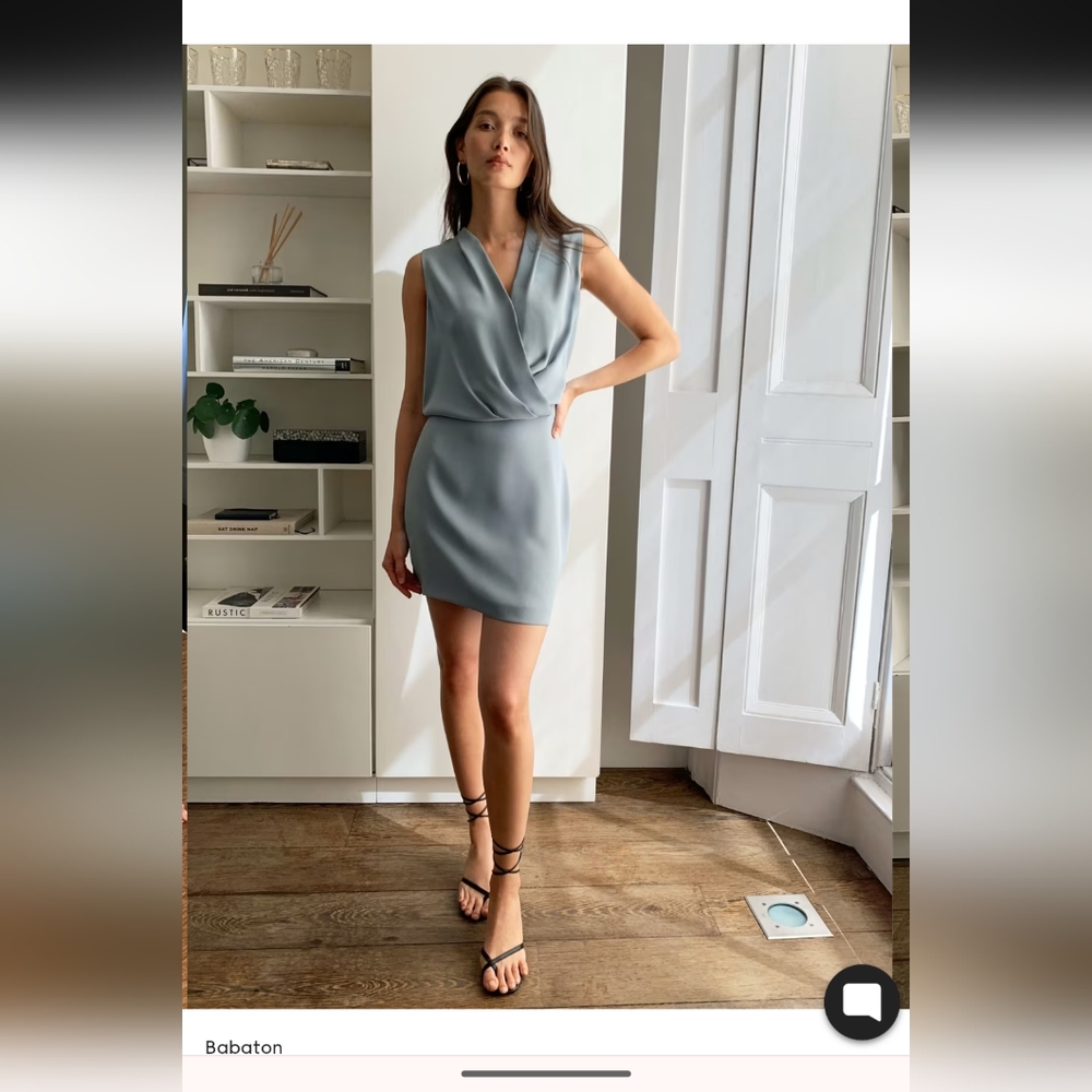 Aritzia babaton phoenix dress in light blue, size 6